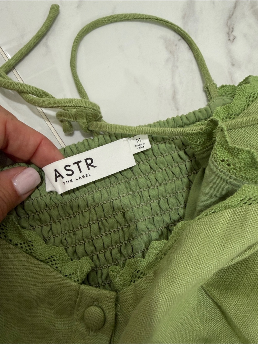Astr Olive Green Embroidered Halter Crop Top & High-Waist Shorts Set - Picture 4 of 6